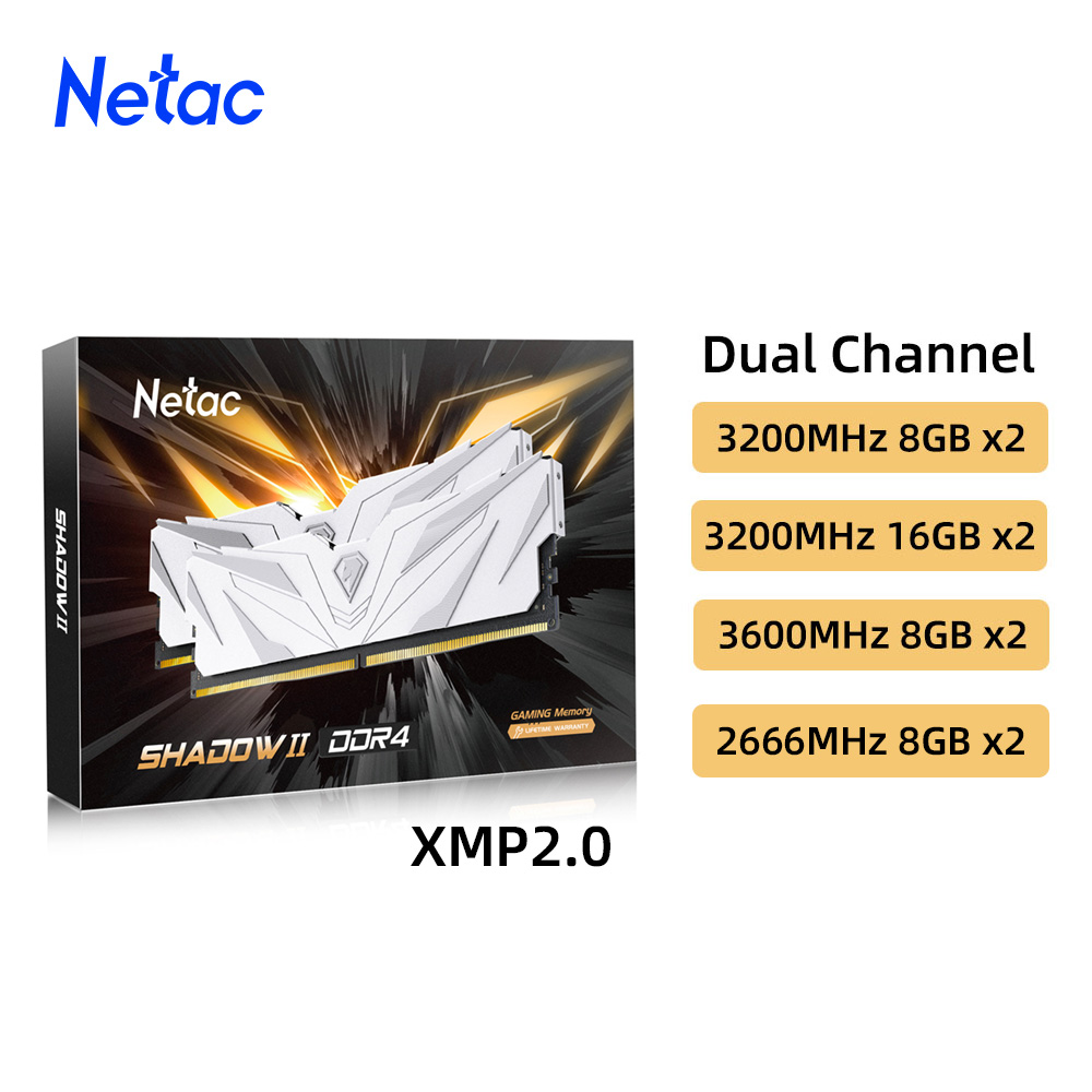 Ddr4 3200Mhz - Netac-ram,PC,ddr4,8gb,16gb,3200mhz,3600mhz,xmp2.0,288ピン,ヒートシンク付きデュアルチャネル用メモリ
