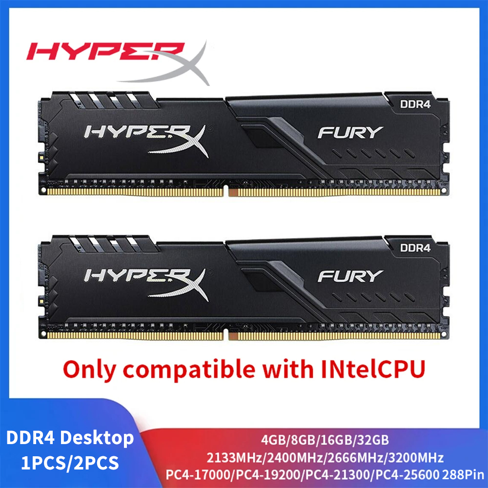 Ddr4 2400Mhz - Hyperx furyデスクトップメモリ,ddr4,8gb,16gb,4gb ram,3200mhz,2666mhz,2400mhz,2133mhz,1.2v dimm,PC-21300, 25600