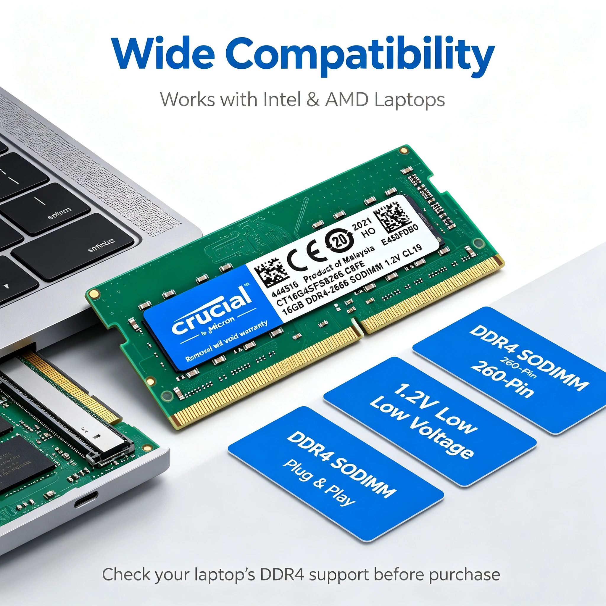 Crucial DDR4ノートパソコン用RAM SODIMM - Ddr4 3200Mhz のレビューと価格
