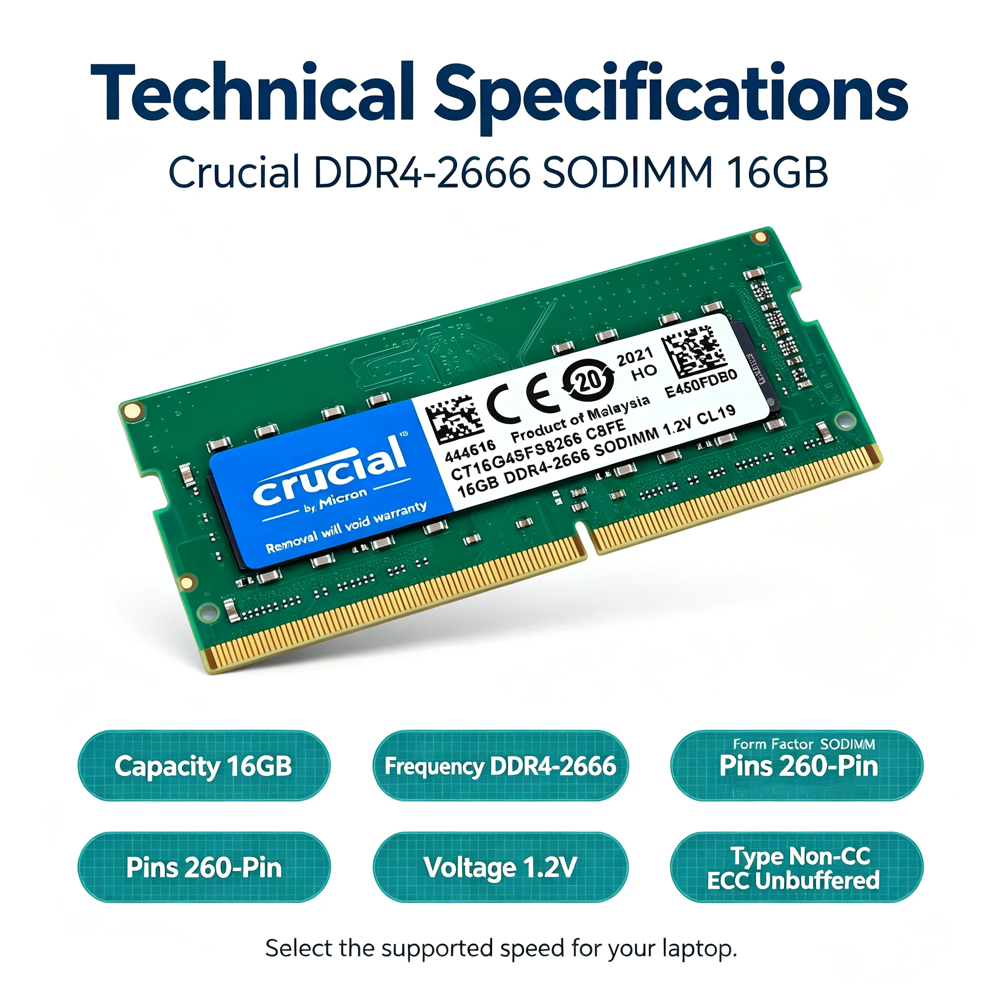 Crucial DDR4ノートパソコン用RAM SODIMM - Ddr4 3200Mhz のレビューと価格