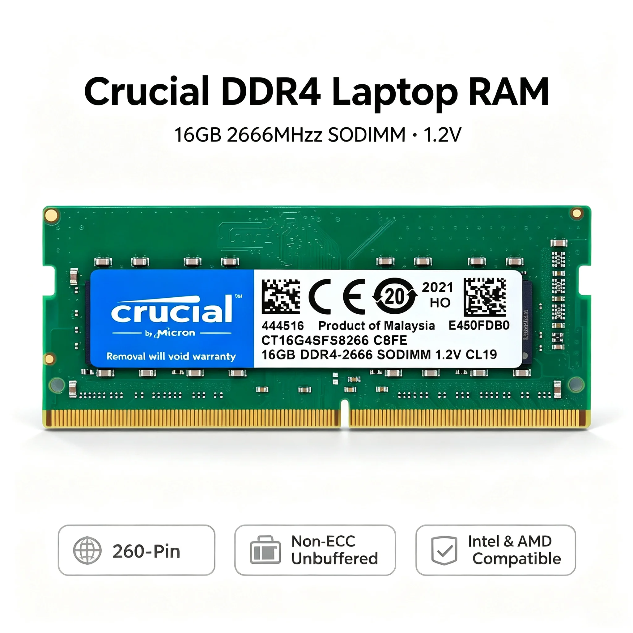 Crucial DDR4ノートパソコン用RAM 16GB 2 - Ddr4 2400Mhz のレビューと価格
