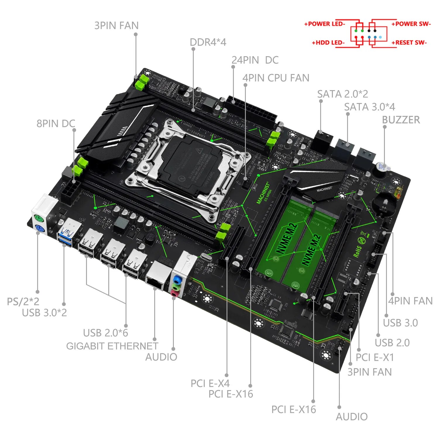 MACHINIST E5 MR9A V1.0 X99マザーボ - Server Memory Ddr4 のレビューと価格